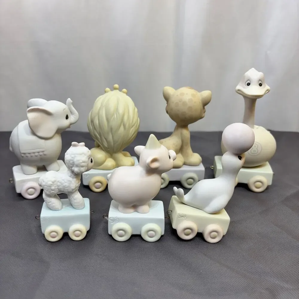 Vintage Precious Moments Birthday Train Figurines Lot of 7; 1-5 and 7-8 No Boxes